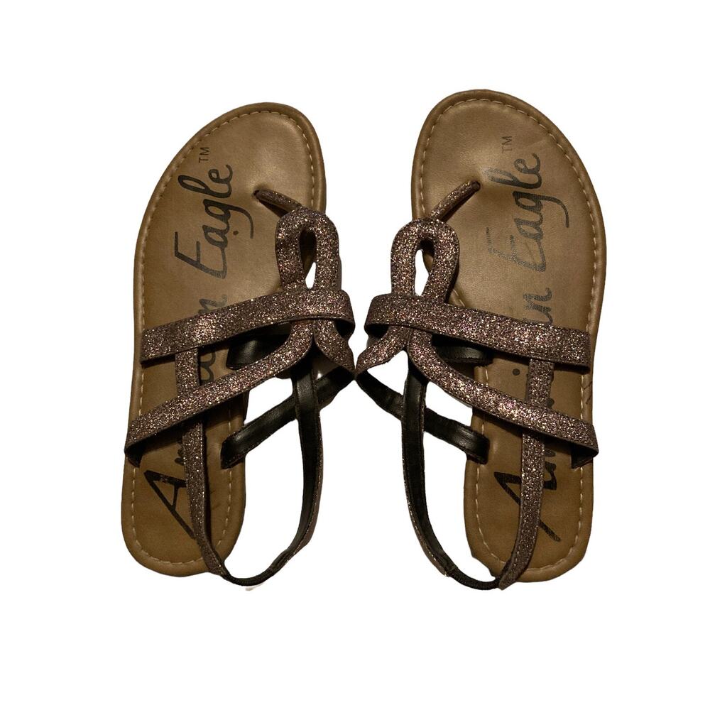 AMERICAN EAGLE Womens Thong Sandals Size‎ 7 Flat Rainbow Glitter
